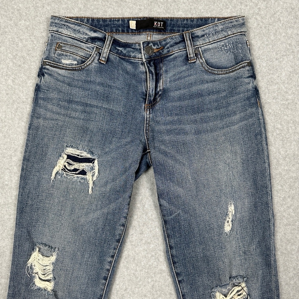 KUT From The Kloth Jeans Womens 4 Catherine Boyfriend Mid Rise Distressed‎ Blue - Picture 3 of 16